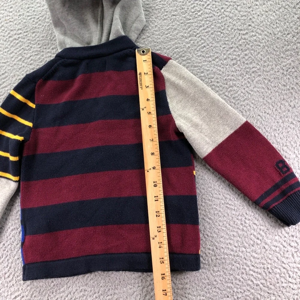 Polo Ralph Lauren Sweater Boys 4T Hood Knit Cardigan Bulldog Patchwork Letterman